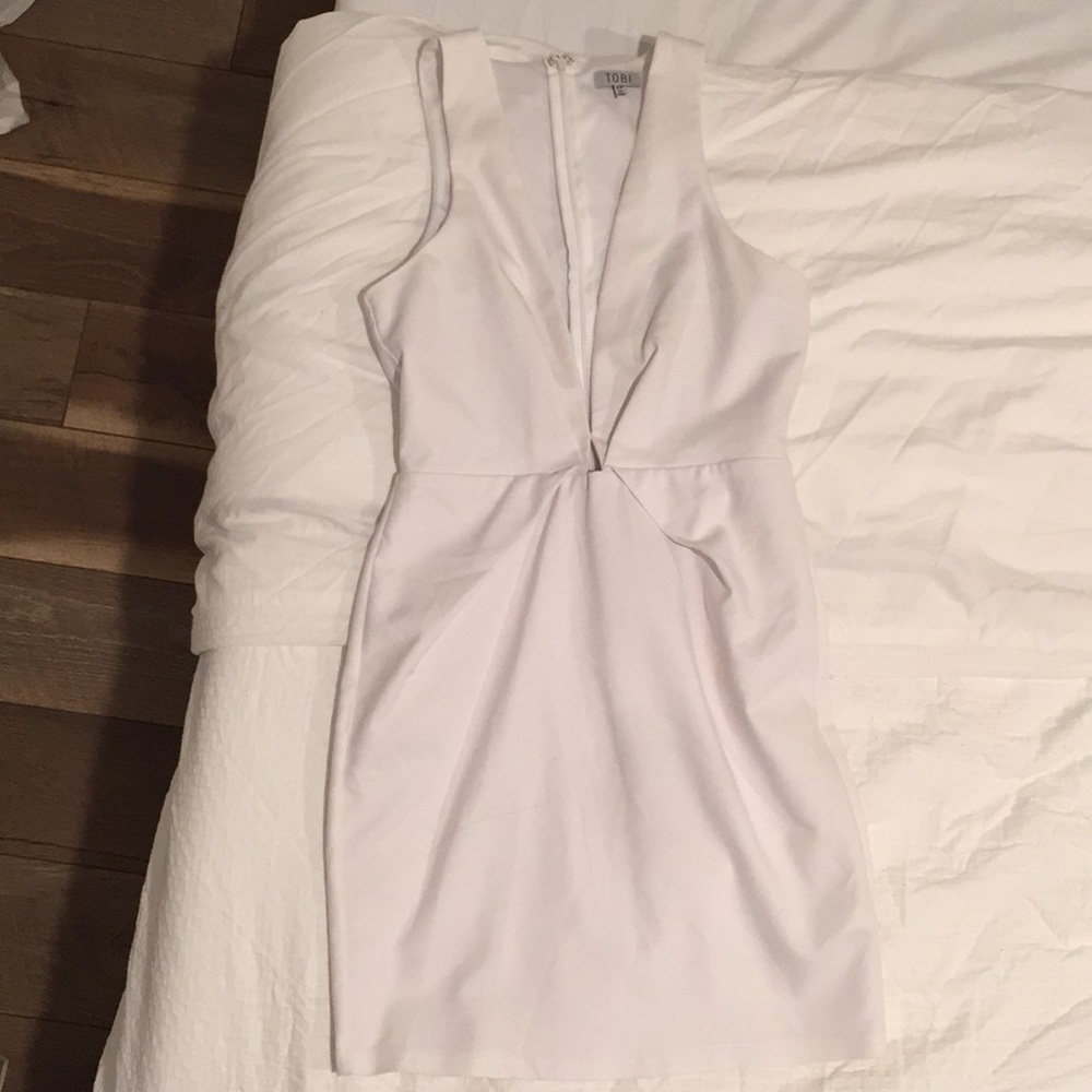 Tobi white dress plunging sexy